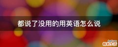 都说了没用的用英语怎么说