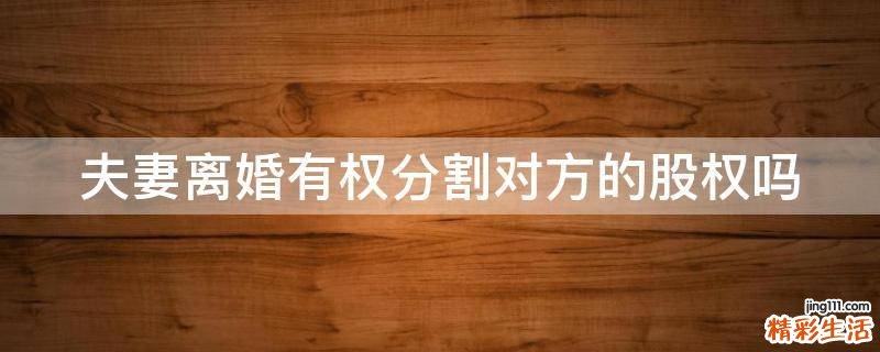 夫妻离婚有权分割对方的股权吗