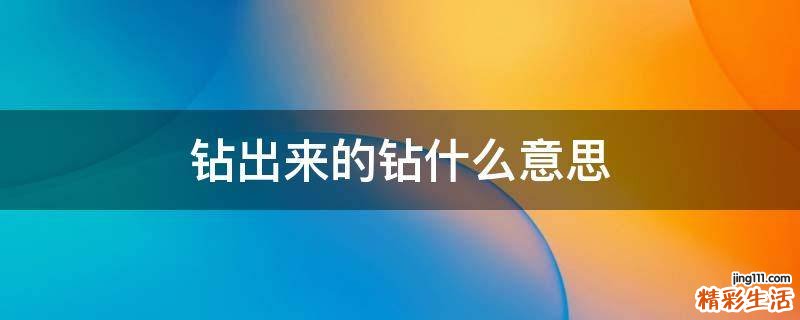 钻出来的钻什么意思