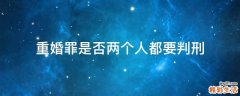 重婚罪是否两个人都要判刑