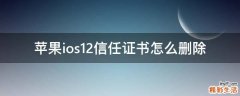 苹果ios12信任证书怎么删除