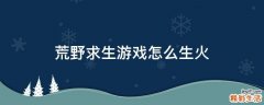 荒野求生游戏怎么生火
