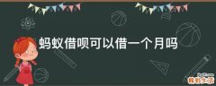 蚂蚁借呗可以借一个月吗