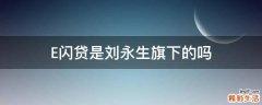 E闪贷是刘永生旗下的吗