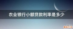 农业银行小额贷款利率是多少