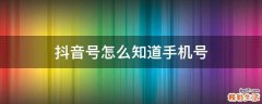 抖音号怎么知道手机号