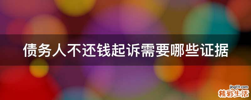 债务人不还钱起诉需要哪些证据