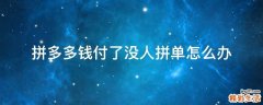 拼多多钱付了没人拼单怎么办