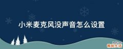 小米麦克风没声音怎么设置