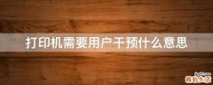 打印机需要用户干预什么意思