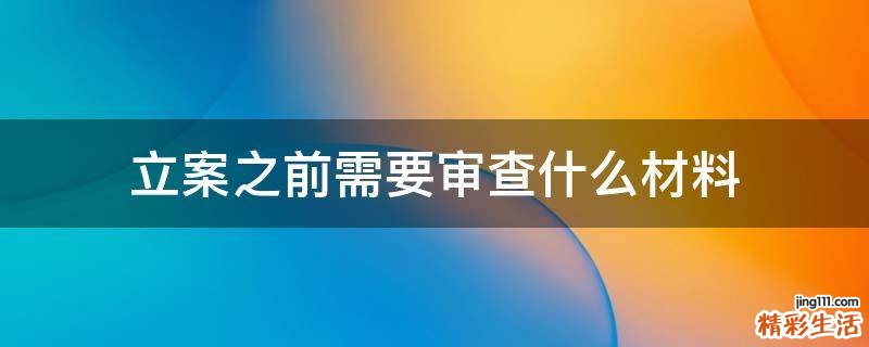 立案之前需要审查什么材料