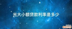 光大小额贷款利率是多少
