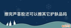 擦完芦荟胶还可以擦其它护肤品吗