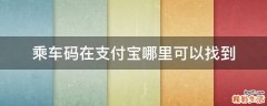 乘车码在支付宝哪里可以找到