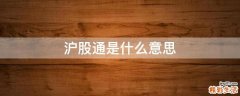 沪股通是什么意思