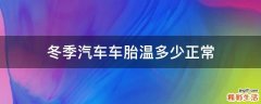 冬季汽车车胎温多少正常