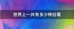 世界上一共有多少种白鹭