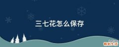 三七花怎么保存