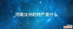 河南汝州的特产是什么