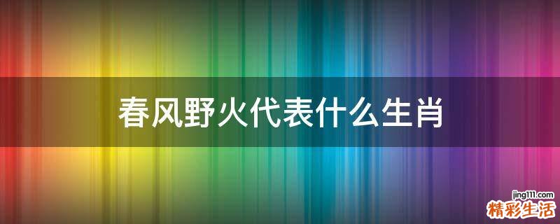 春风野火代表什么生肖
