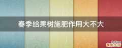 春季给果树施肥作用大不大