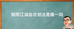 烟雨江湖血衣剑法是唯一吗