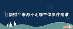 巨额财产来源不明罪主体要件是谁