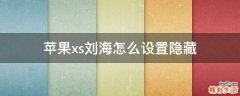 苹果xs刘海怎么设置隐藏