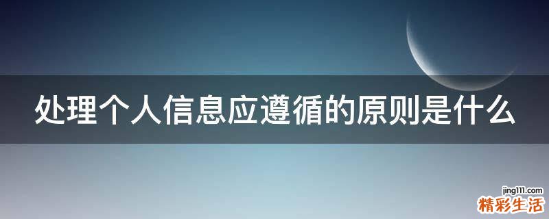 处理个人信息应遵循的原则是什么