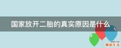 国家放开二胎的真实原因是什么