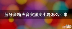 蓝牙音箱声音突然变小是怎么回事
