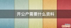 开公户需要什么资料