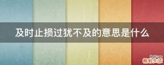 及时止损过犹不及的意思是什么