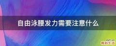 自由泳腰发力需要注意什么