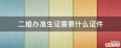二婚办准生证需要什么证件