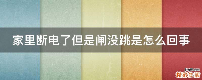 家里断电了但是闸没跳是怎么回事