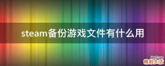 steam备份游戏文件有什么用