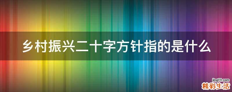 乡村振兴二十字方针指的是什么