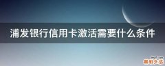 浦发银行信用卡激活需要什么条件