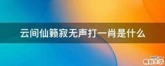 云间仙籁寂无声打一肖是什么