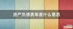 资产负债表率是什么意思