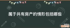 属于共有房产的情形包括哪些
