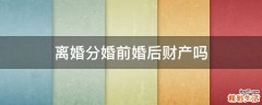 离婚分婚前婚后财产吗