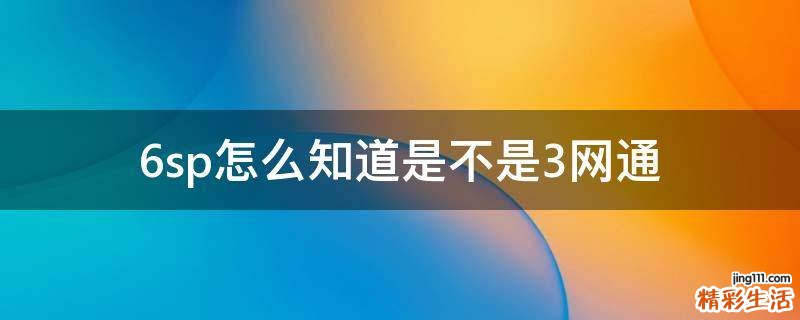 6sp怎么知道是不是3网通
