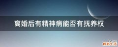 离婚后有精神病能否有抚养权