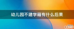 幼儿园不建学籍有什么后果