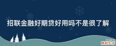 招联金融好期贷好用吗不是很了解