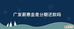 广发薪惠金是分期还款吗