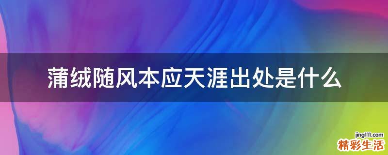 蒲绒随风本应天涯出处是什么