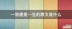 一别便是一生的原文是什么